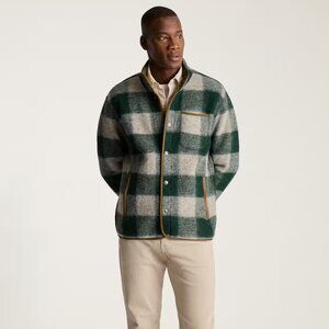 NEW BONOBOS Men Italian Virgin Wool Fleece Jacket Plaid green/gray 725 5m3